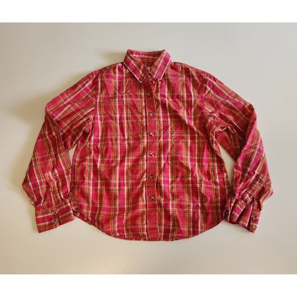 Crazy Cowgirl Shirt Button Up Red Plaid Western Long Sleeve Cotton Womens Medium - Picture 4 of 9